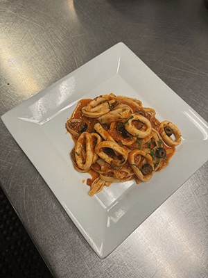 Squid pasta with Marinara Sauce